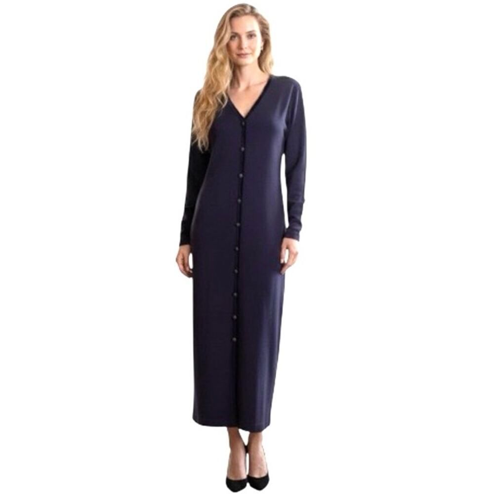 VTG Carole Little Plum Long Sleeve Wool Blend Ribbed Knit Sweater Dress SZ Small